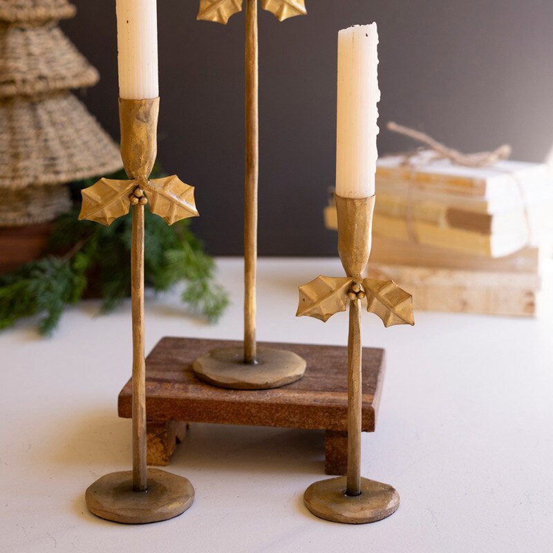 Holly Taper Holder Set of 3
