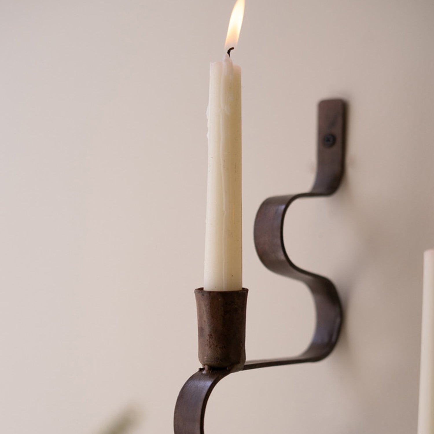 Wavy Metal Taper Candle Wall Sconce Set of 2