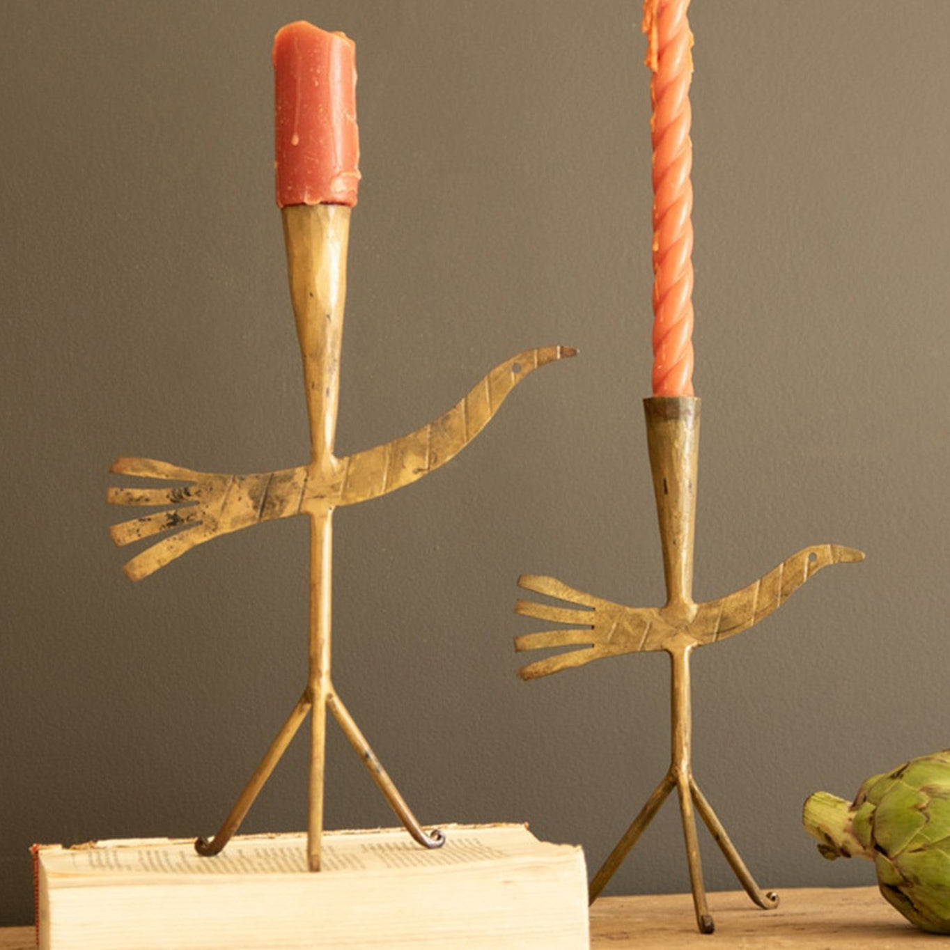 Taper Candle Holder - Birds Set of 2