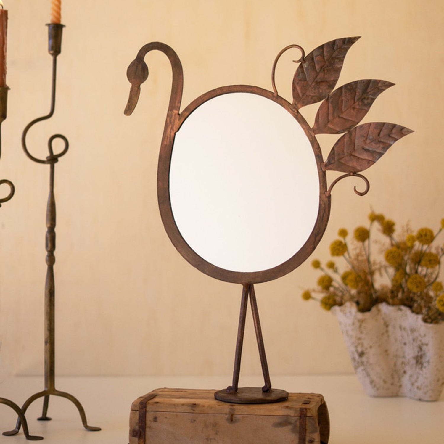 Iron Swan Table Top Mirror