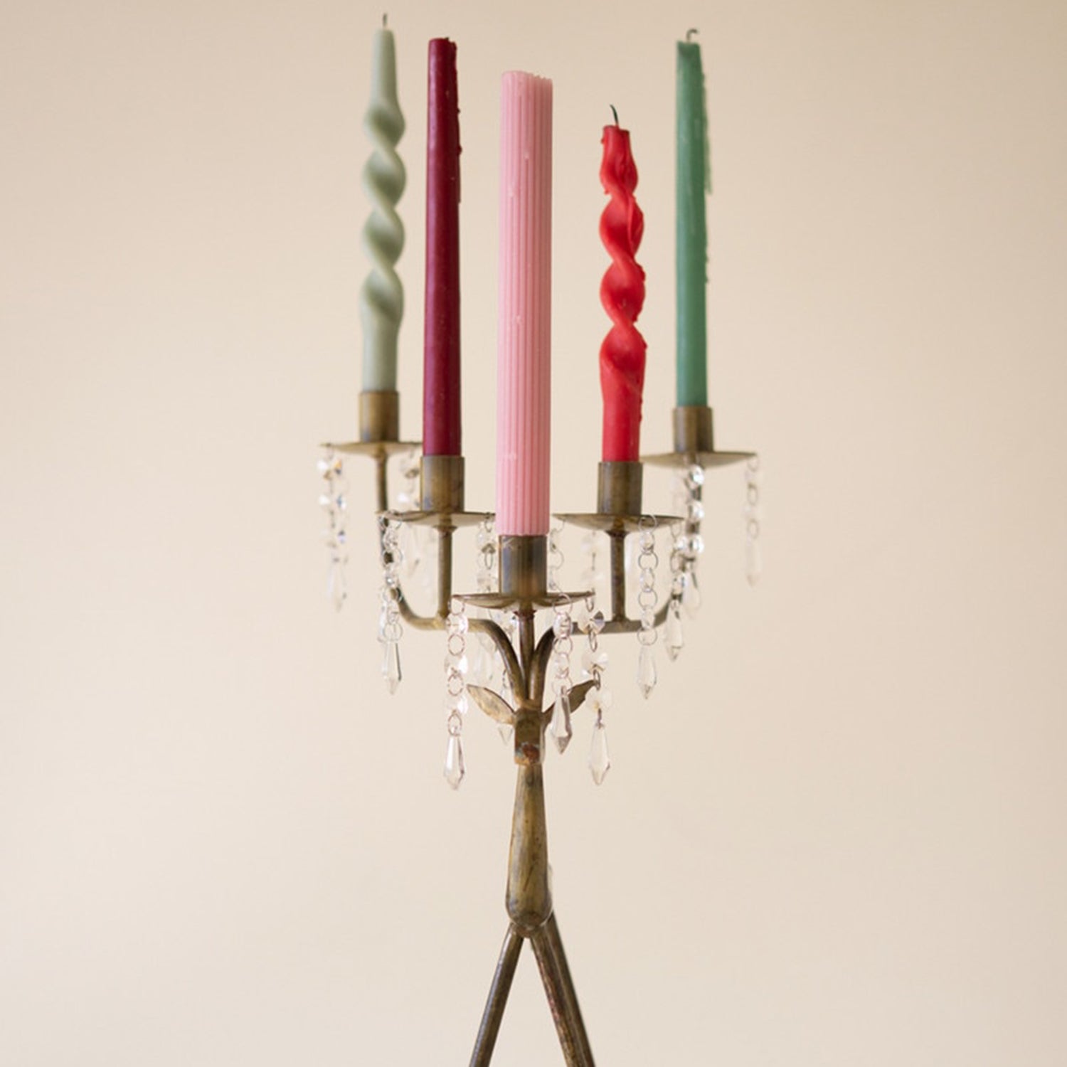 Iron Deer Taper Candelabra Holder with Gems