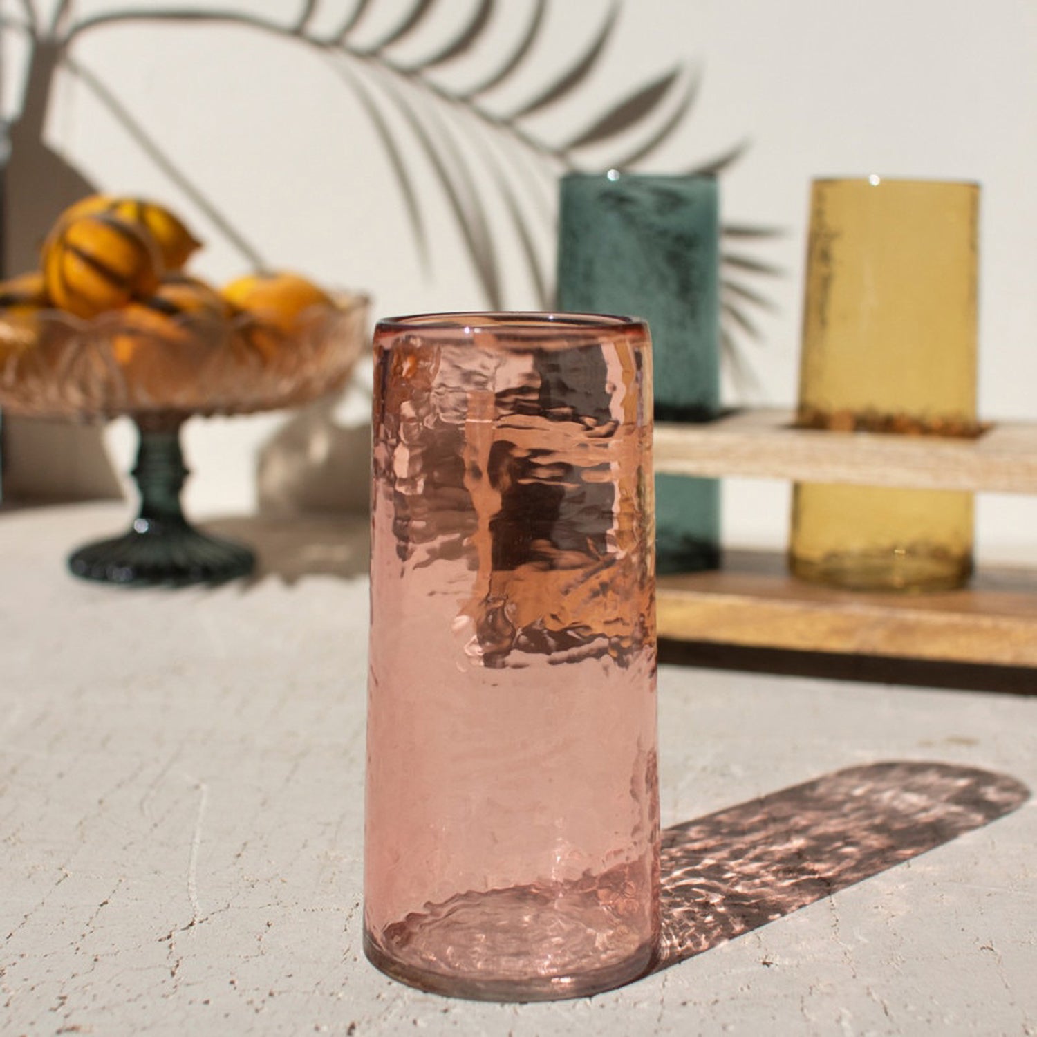 Four Cocktail Glasses with Wooden Tray