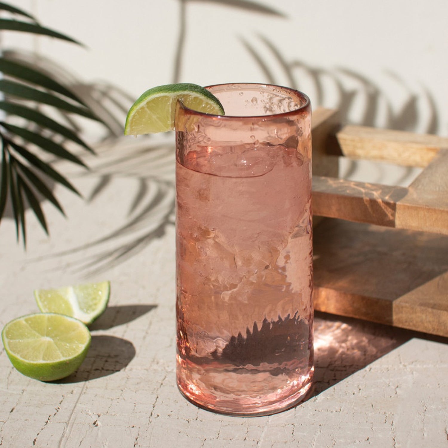 Four Cocktail Glasses with Wooden Tray