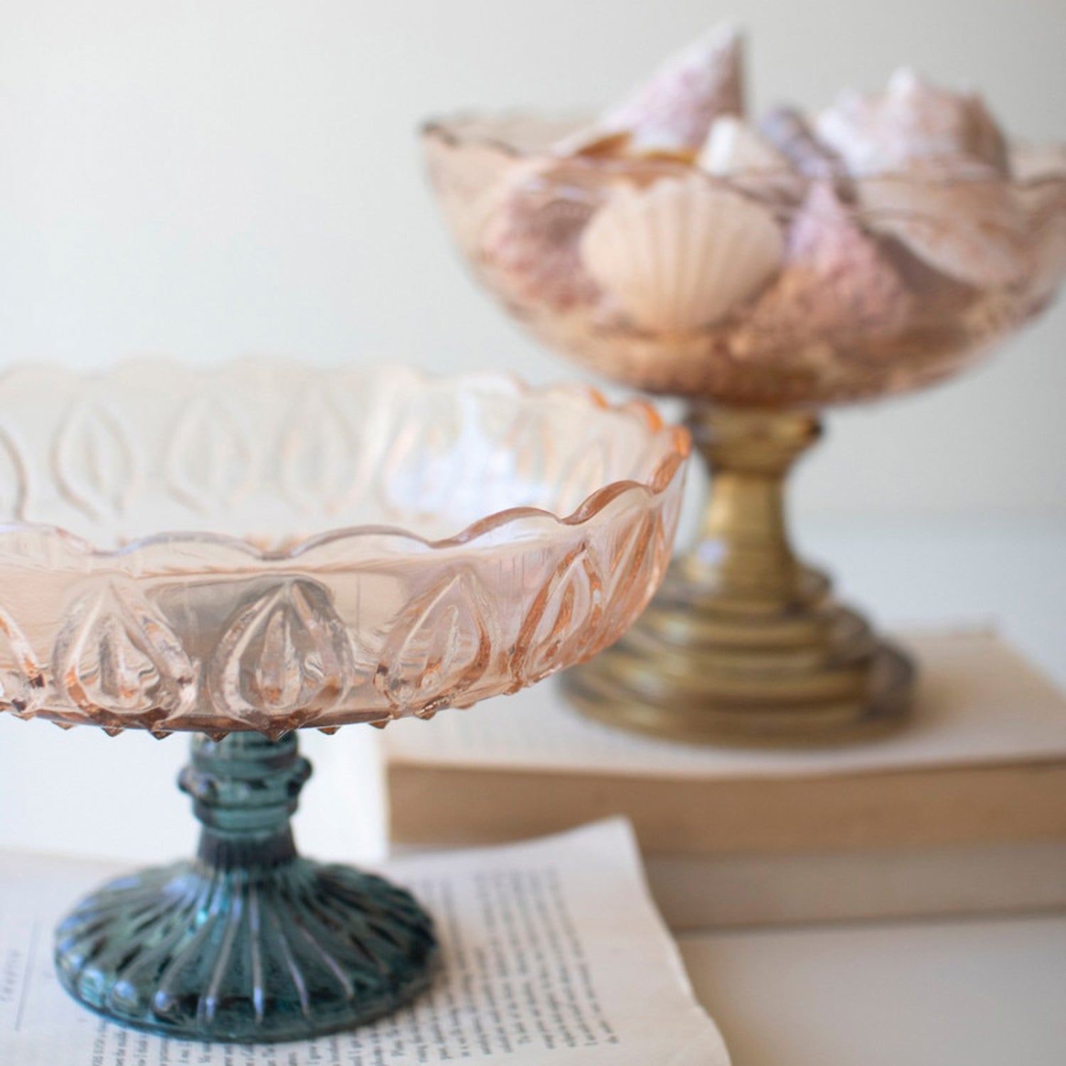 Glass Compote Set of 2