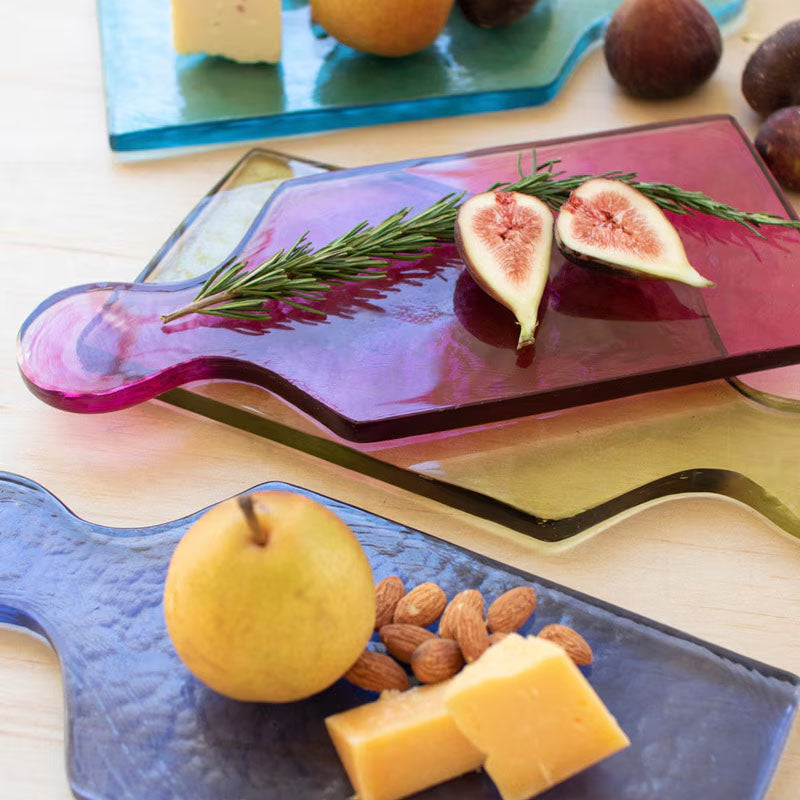 Colored Glass Cheese Board Set of 4