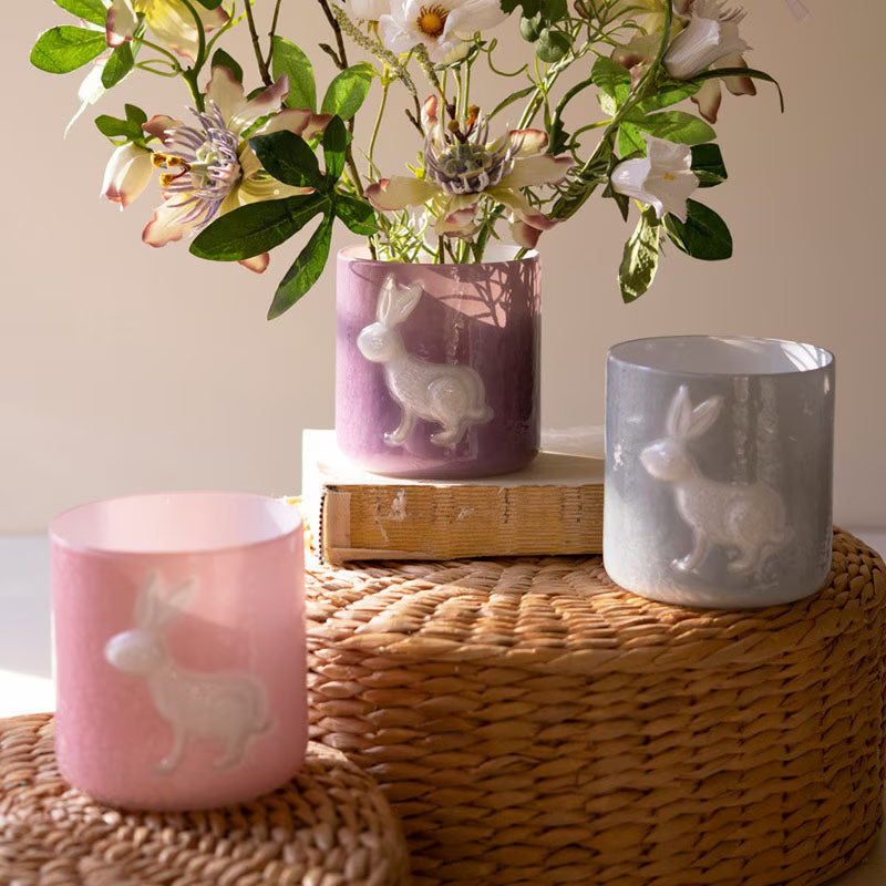 Colored Glass Bunny Vase Set of 3