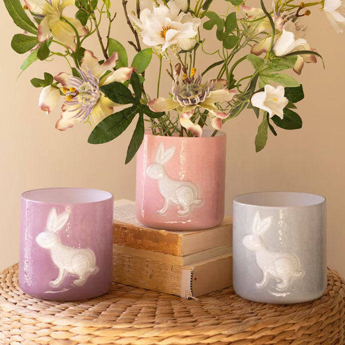 Colored Glass Bunny Vase Set of 3