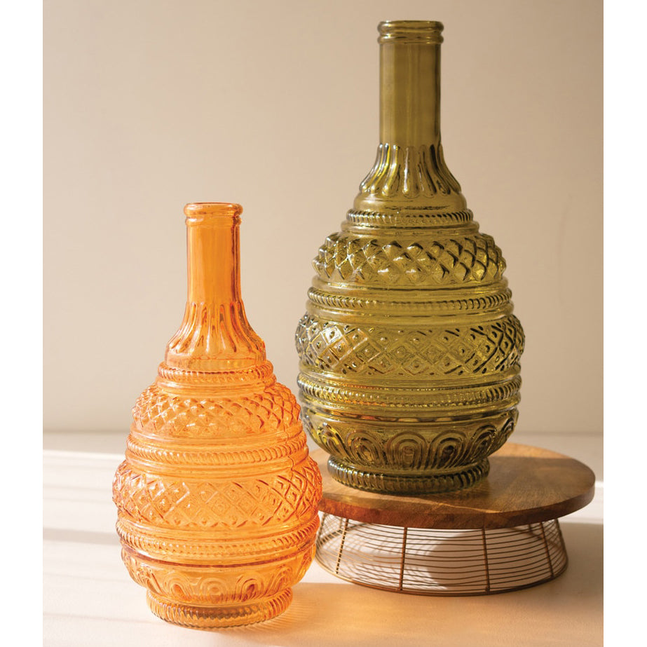 Pressed Glass Vase Set of 2