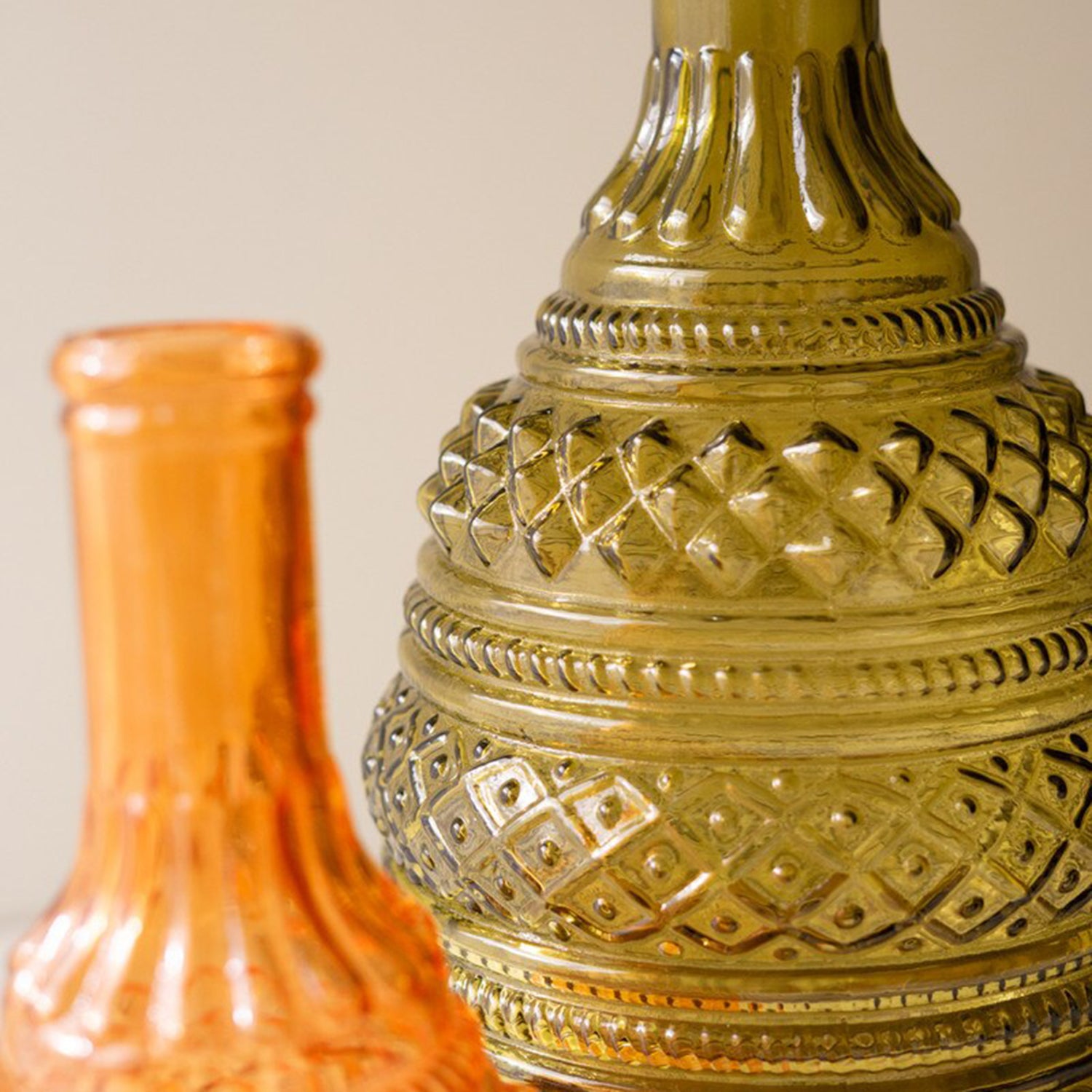 Pressed Glass Vase Set of 2