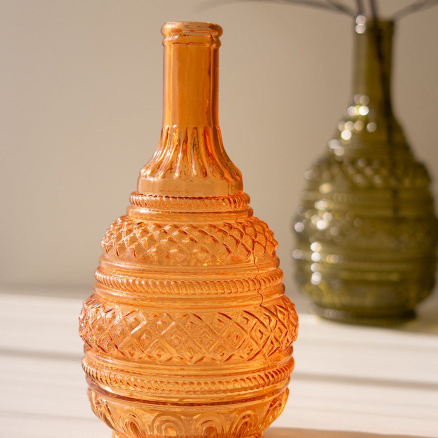 Pressed Glass Vase Set of 2