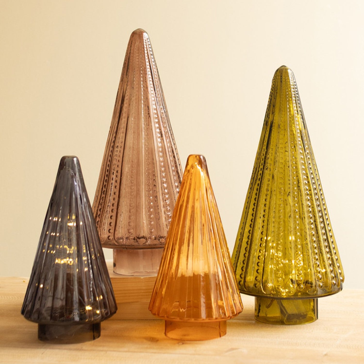 Glass Christmas Tree Set of 4