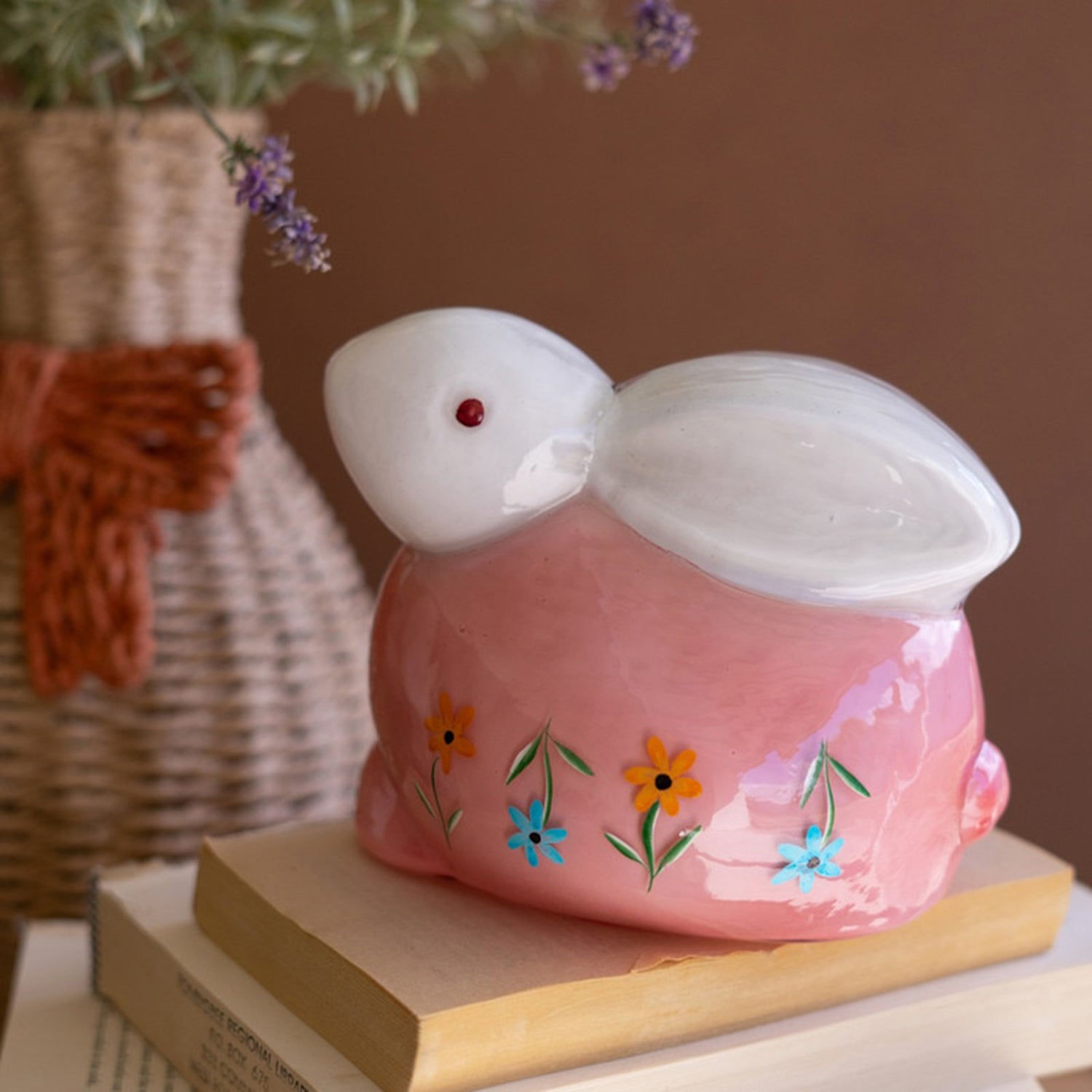 Hand Painted Glass Bunny Set of 3