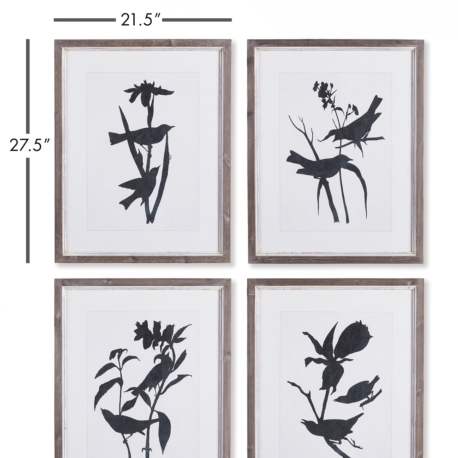 Bird Silhouette Print Wall Art Set of 4