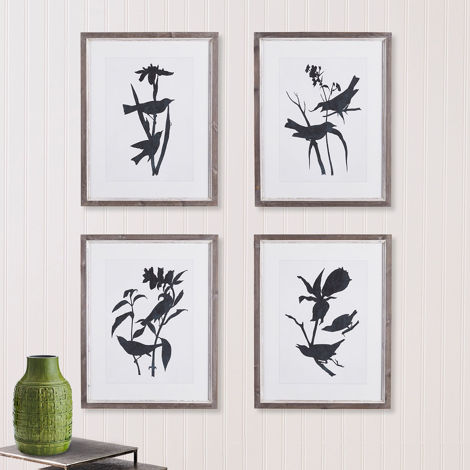 Bird Silhouette Print Wall Art Set of 4