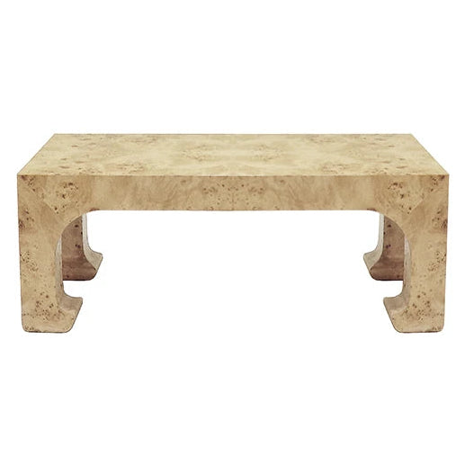 Worlds Away Nicola Coffee Table in Burl Wood, primary product view