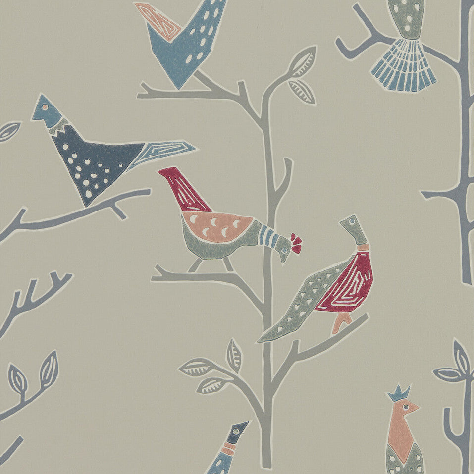 Scion x Kravet Passaro Rose/Steel Wallpaper