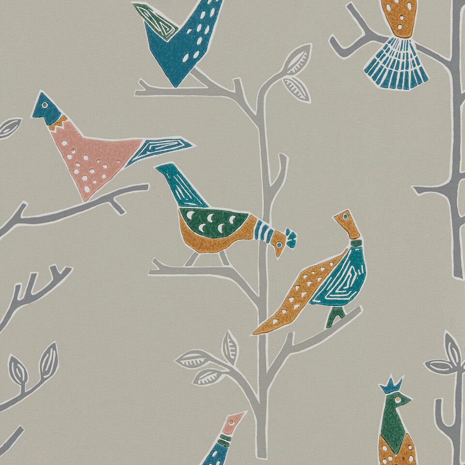 Scion x Kravet Passaro Ginger/Teal Wallpaper