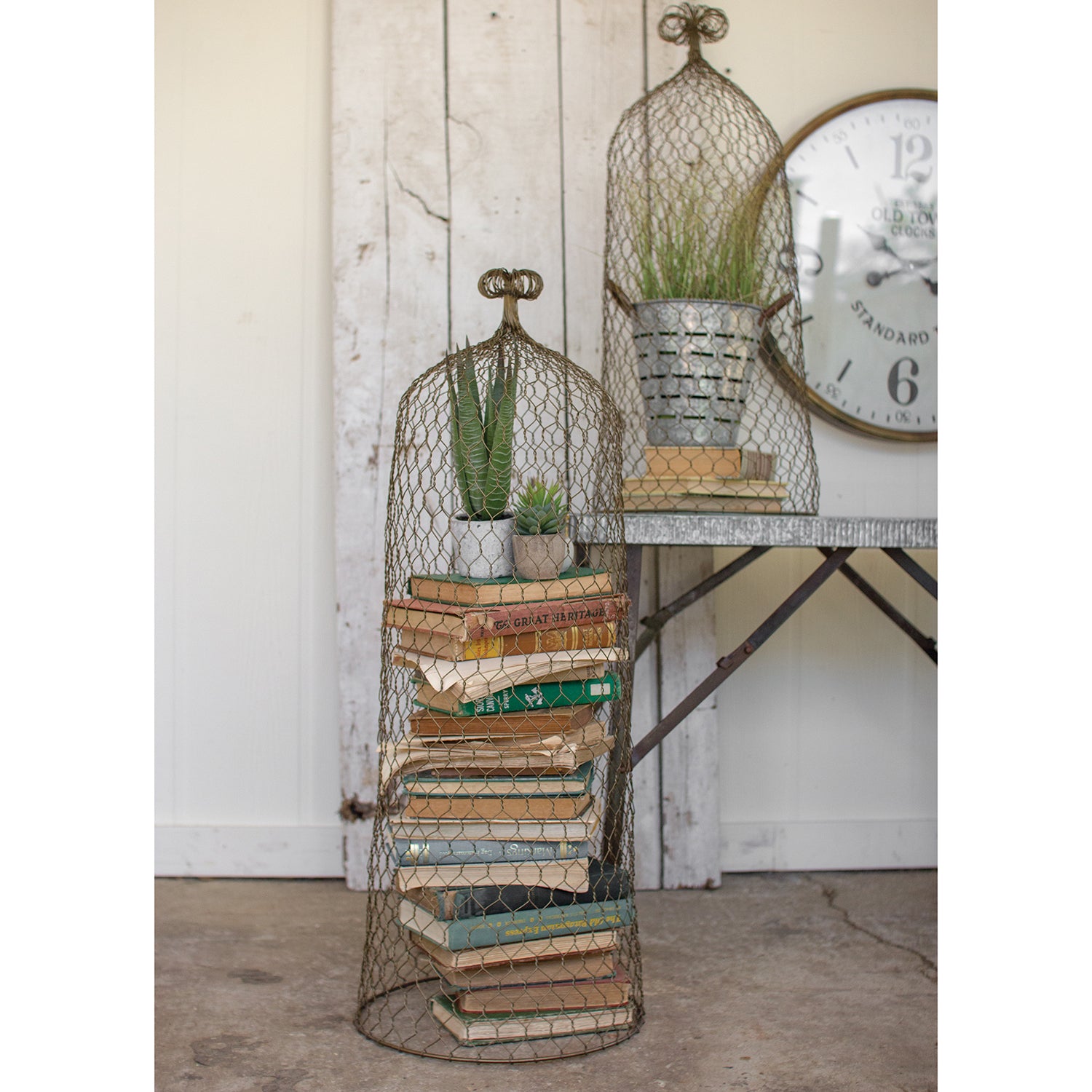 Old Gold Cloche Topiary Set of 2