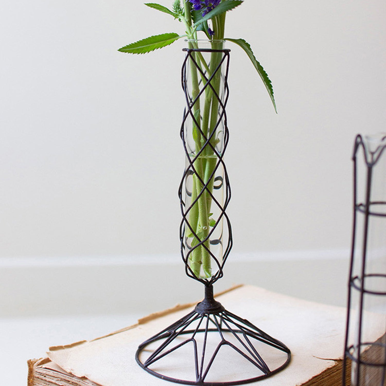 Wire Wrapped Glass Bud Vase Set of 3