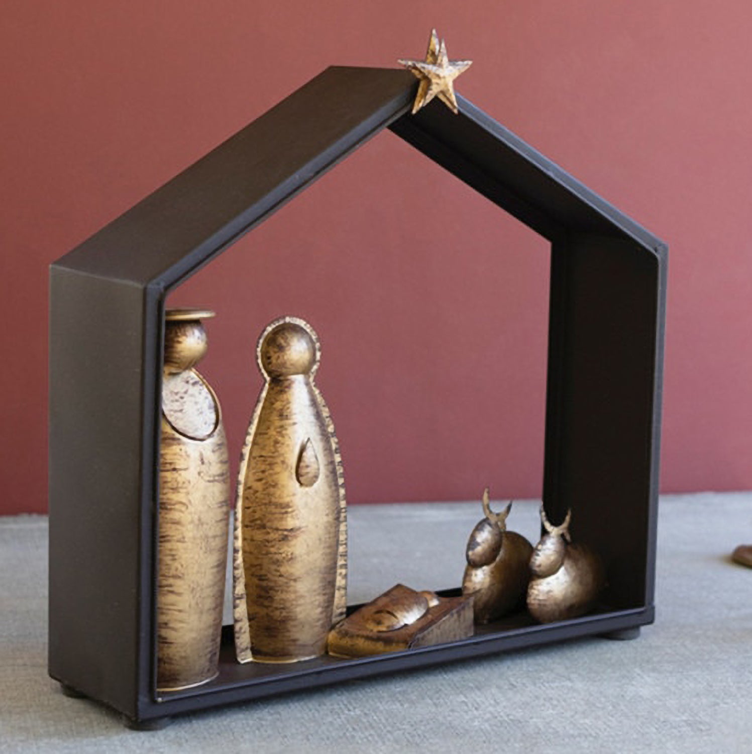 Metal Nativity and Barn