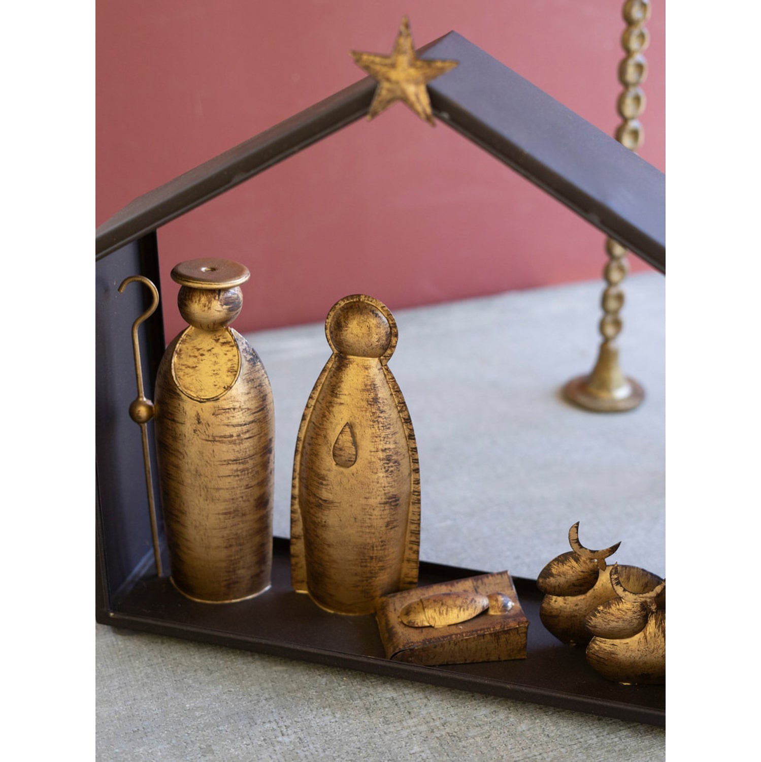 Metal Nativity and Barn