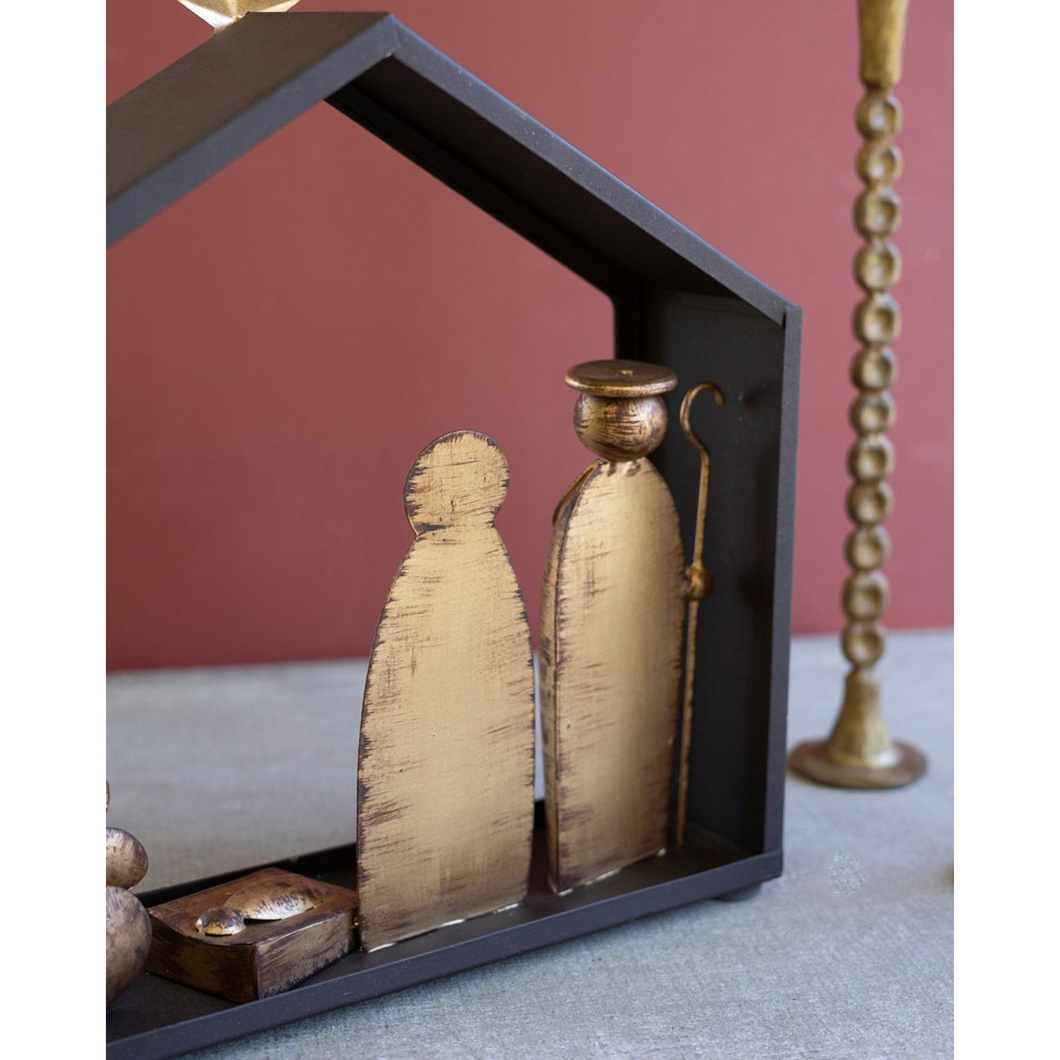 Metal Nativity and Barn