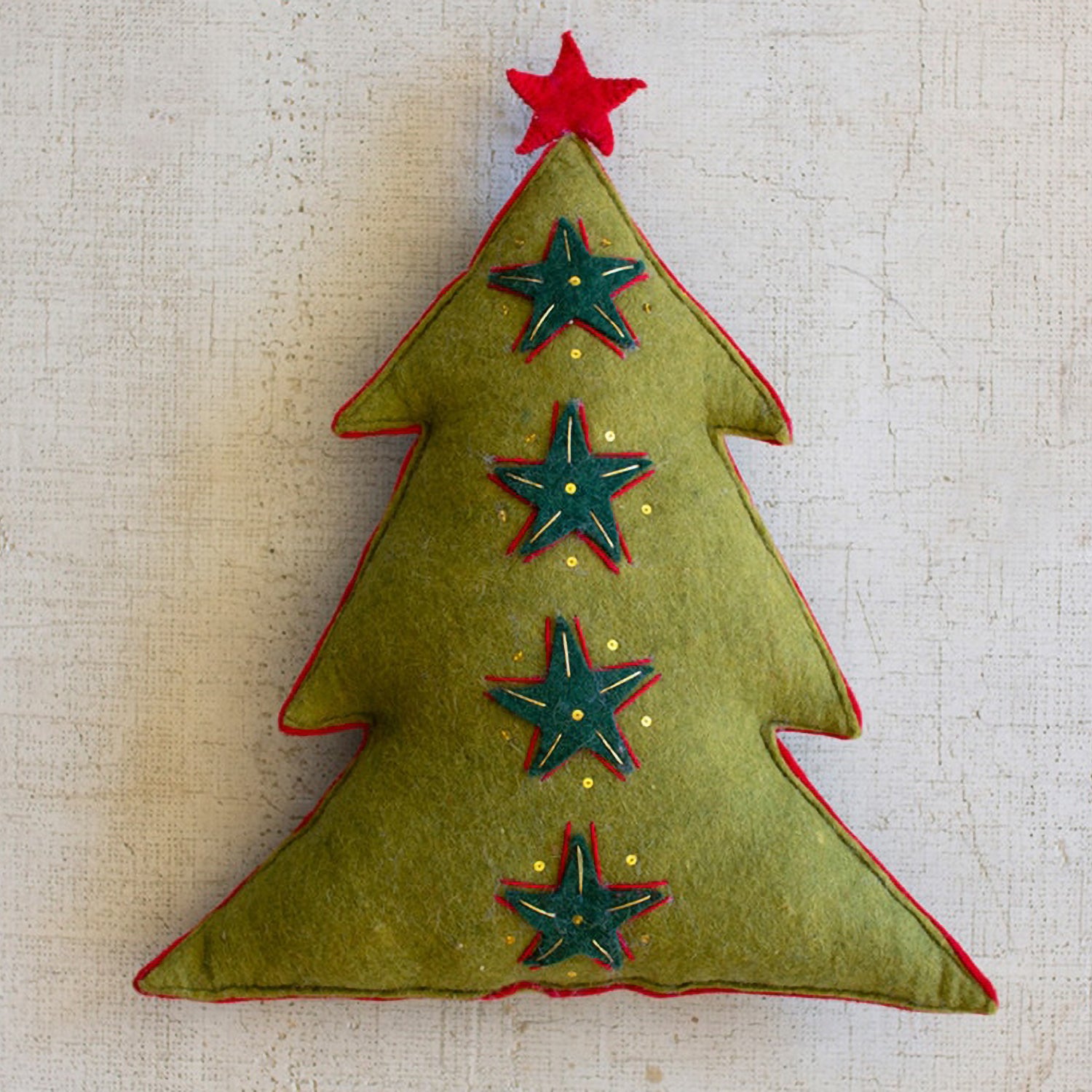 Felt Green Tree Christmas Pillow