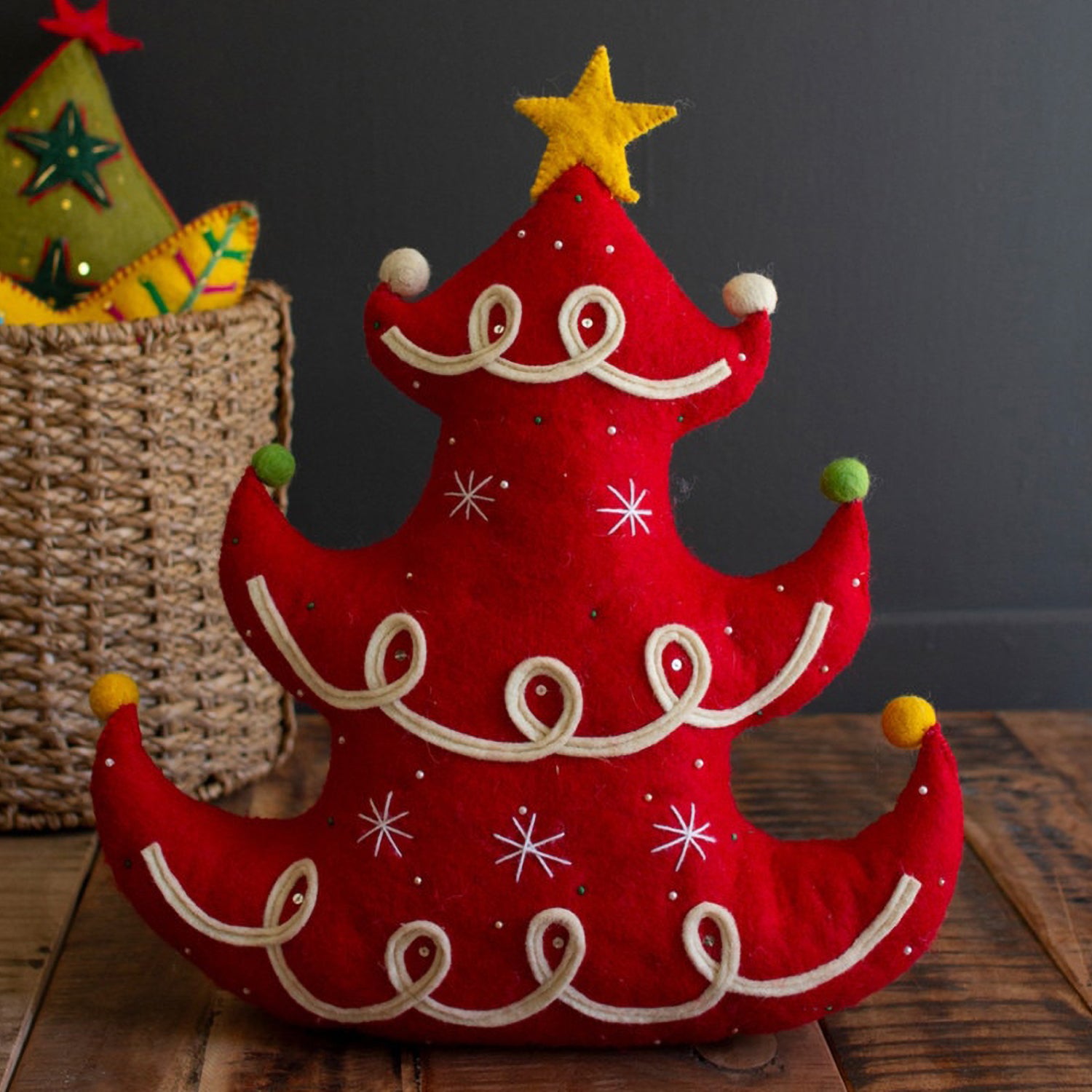 Felt Red Tree Christmas Pillow