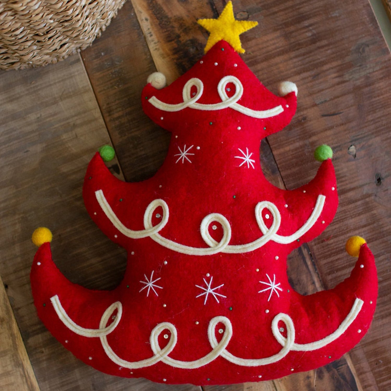 Felt Red Tree Christmas Pillow