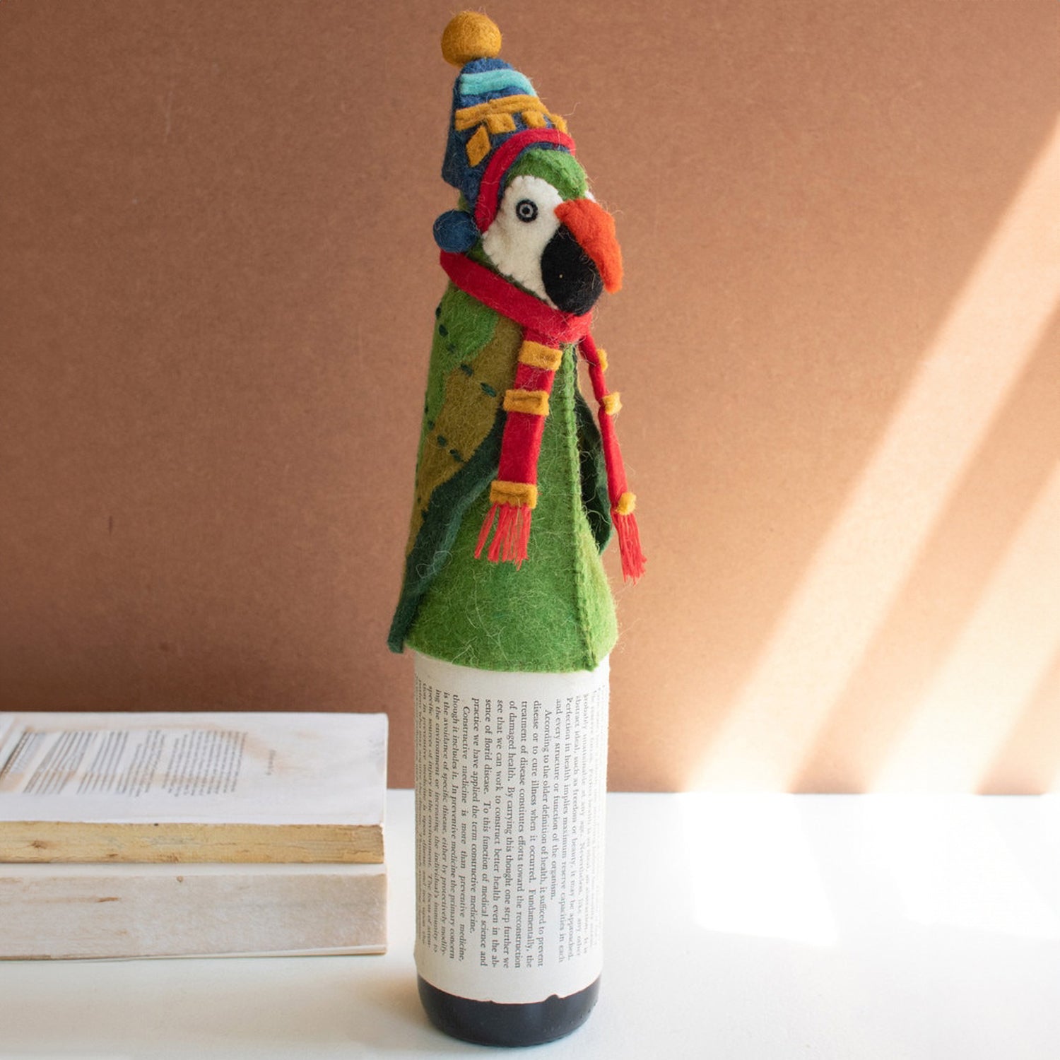 Christmas Parrot Felt Bottle Topper Set of 4
