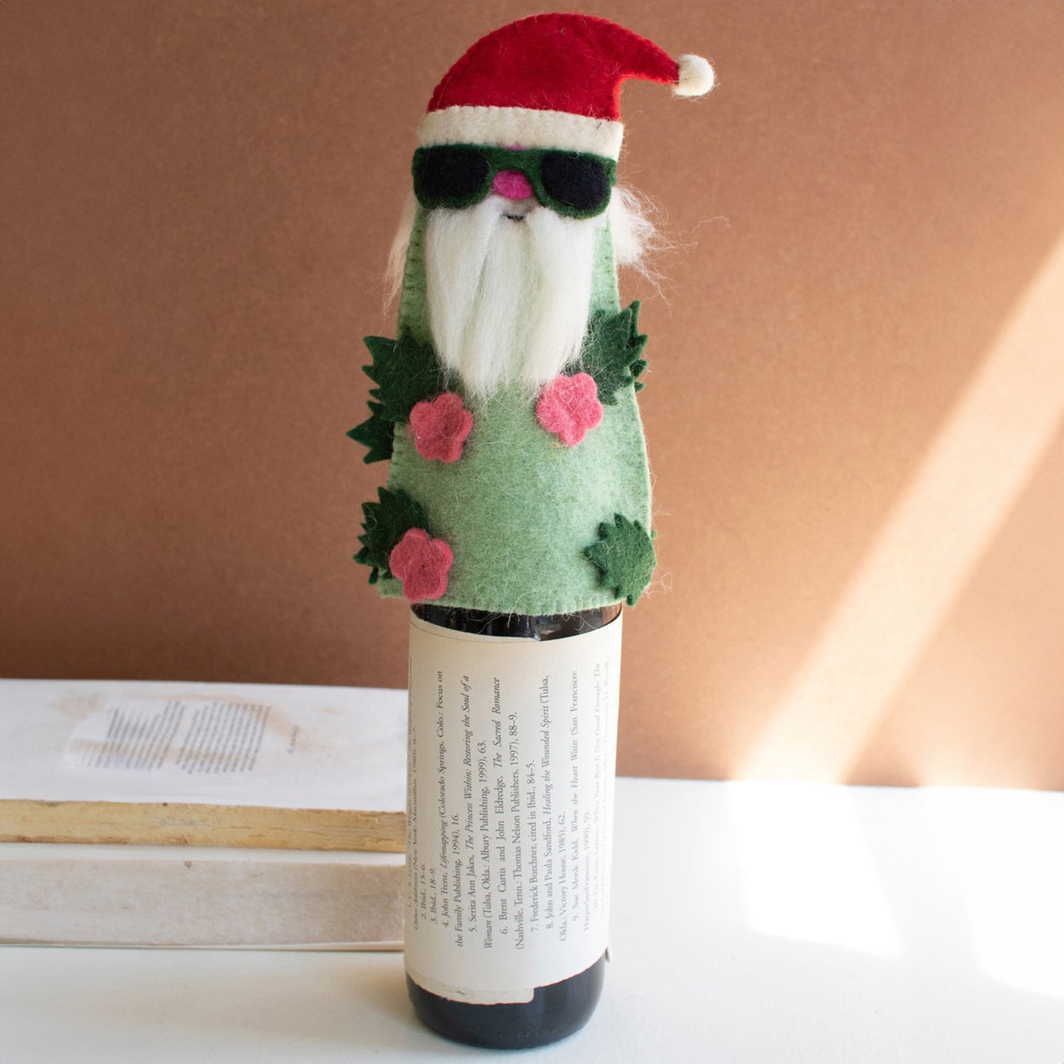Cool Santa Felt Bottle Topper Set of 4