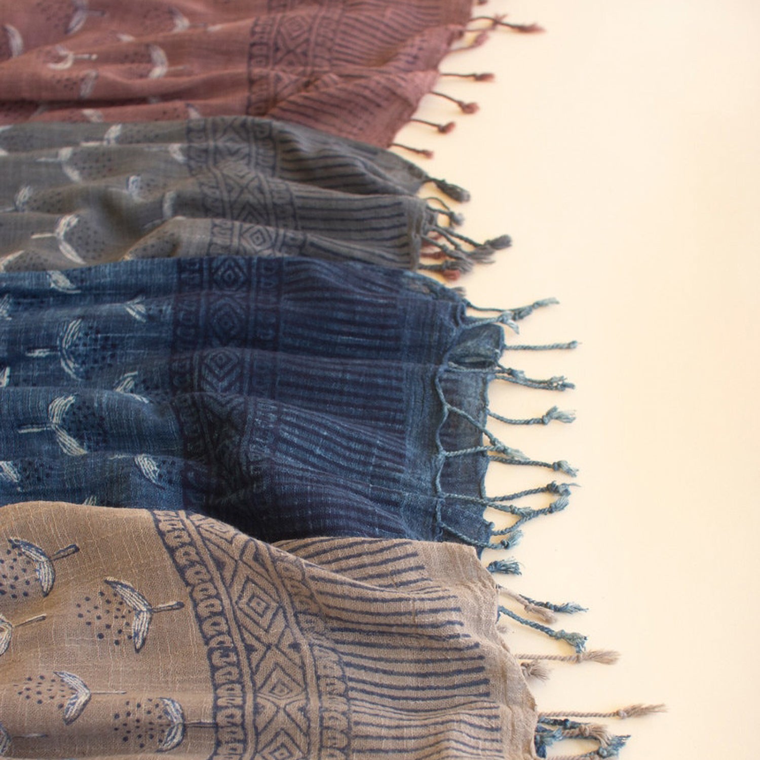 Block-Printed Scarf Set of 4