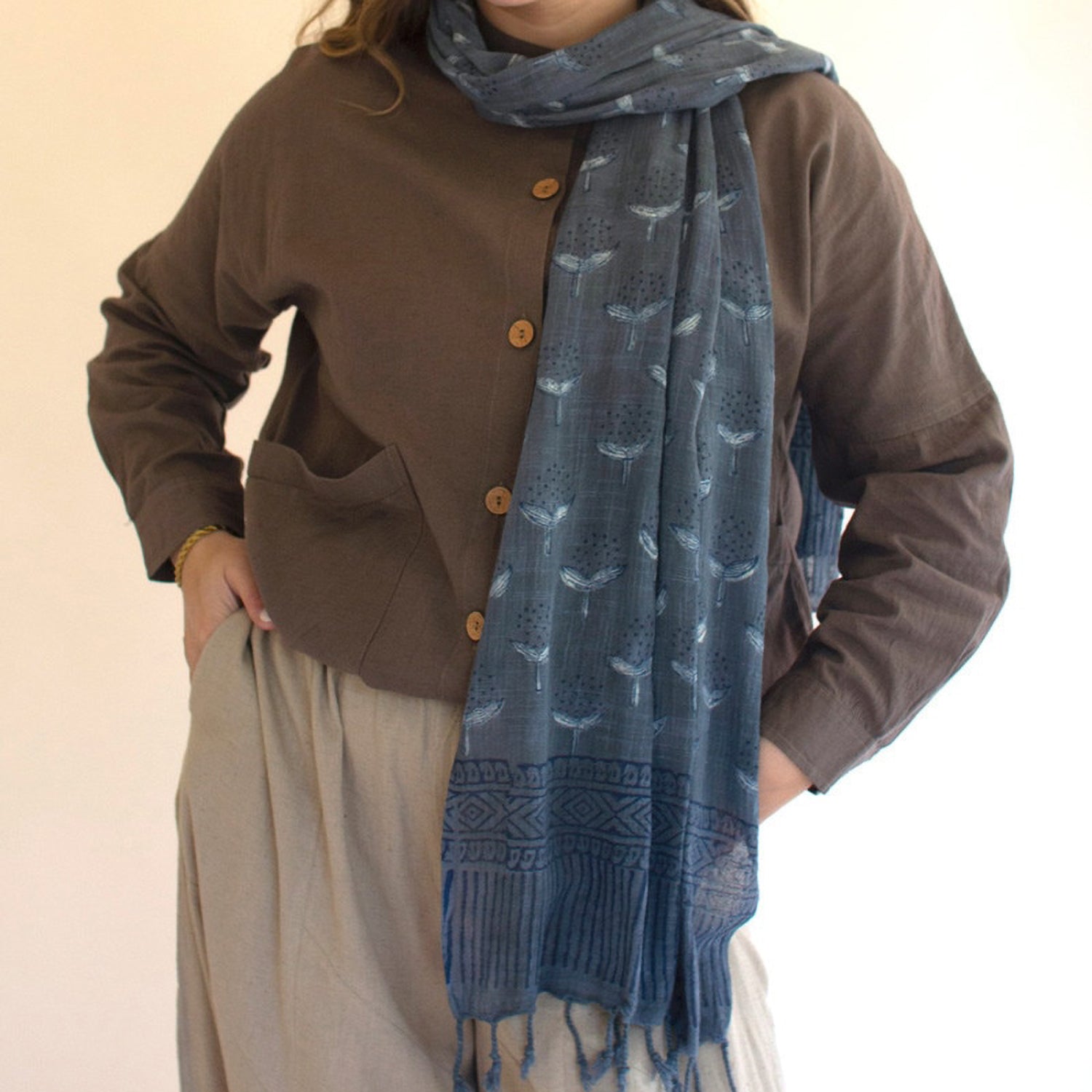 Block-Printed Scarf Set of 4