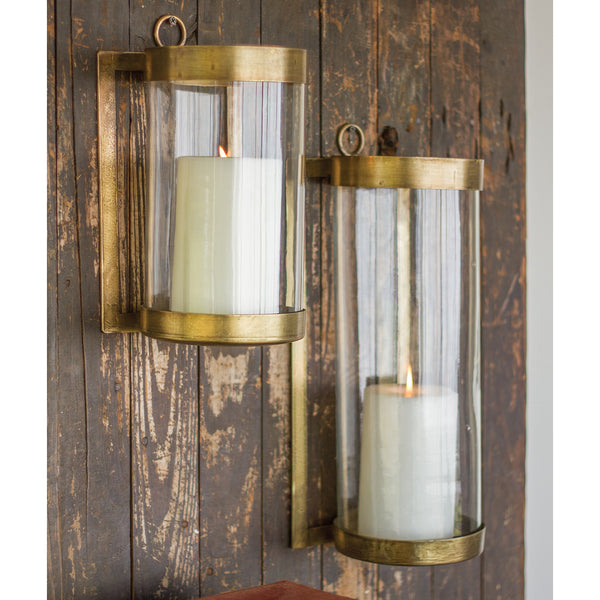 Brass Wall Mounted Hurricane Paynes Gray