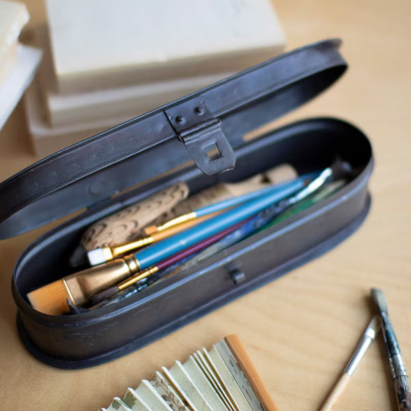Hand-Etched Oval Iron Box