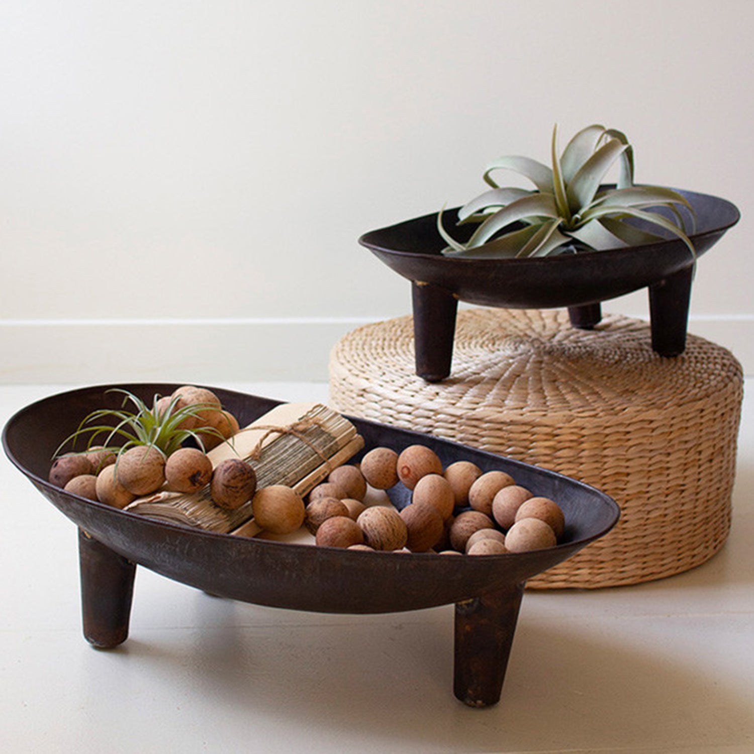 Oval Iron Bowl Set of 2