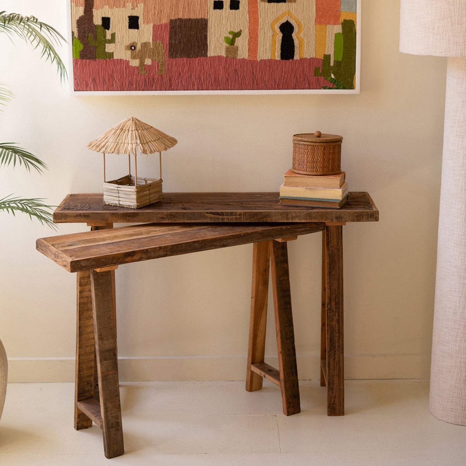 Recycled Wood Console Table Set of 2