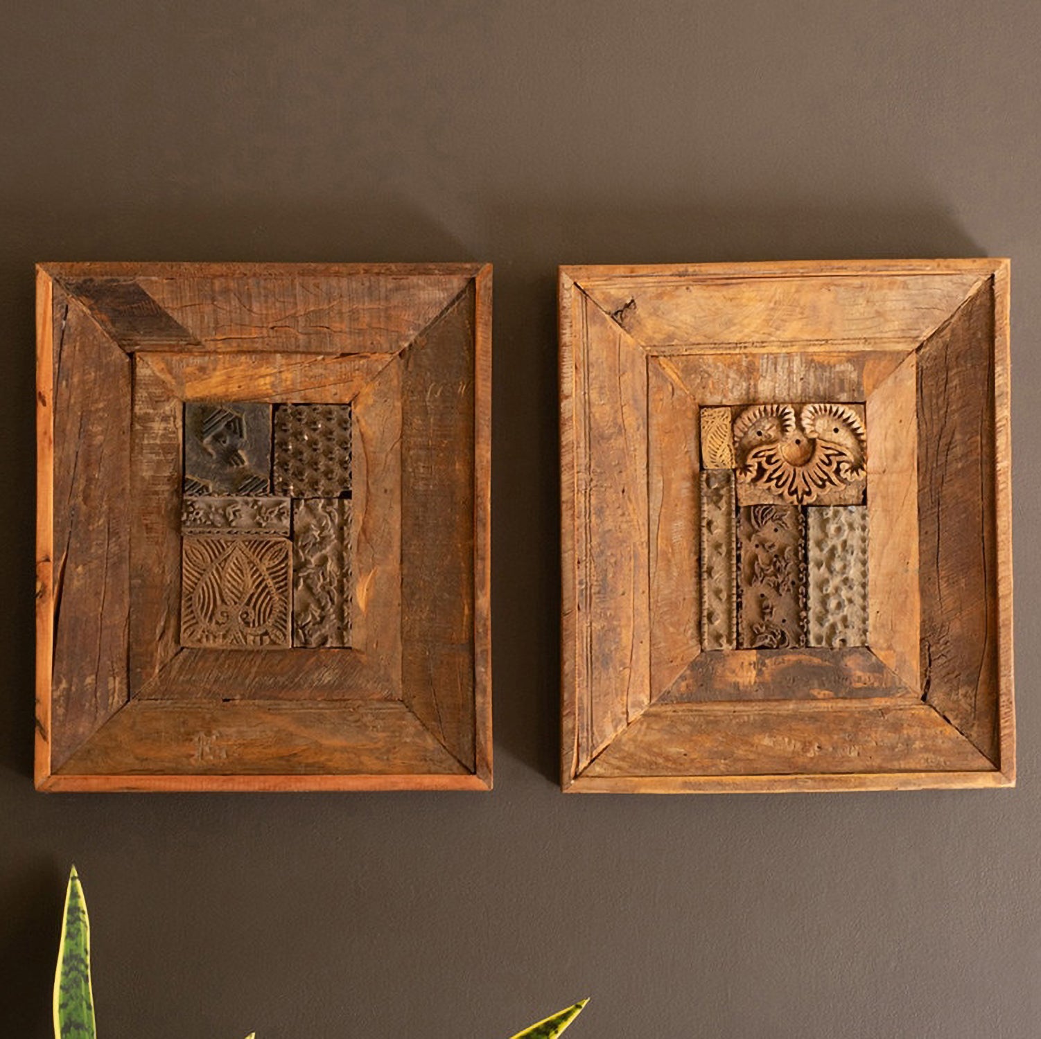 Block Stamps Framed Art Set of 2