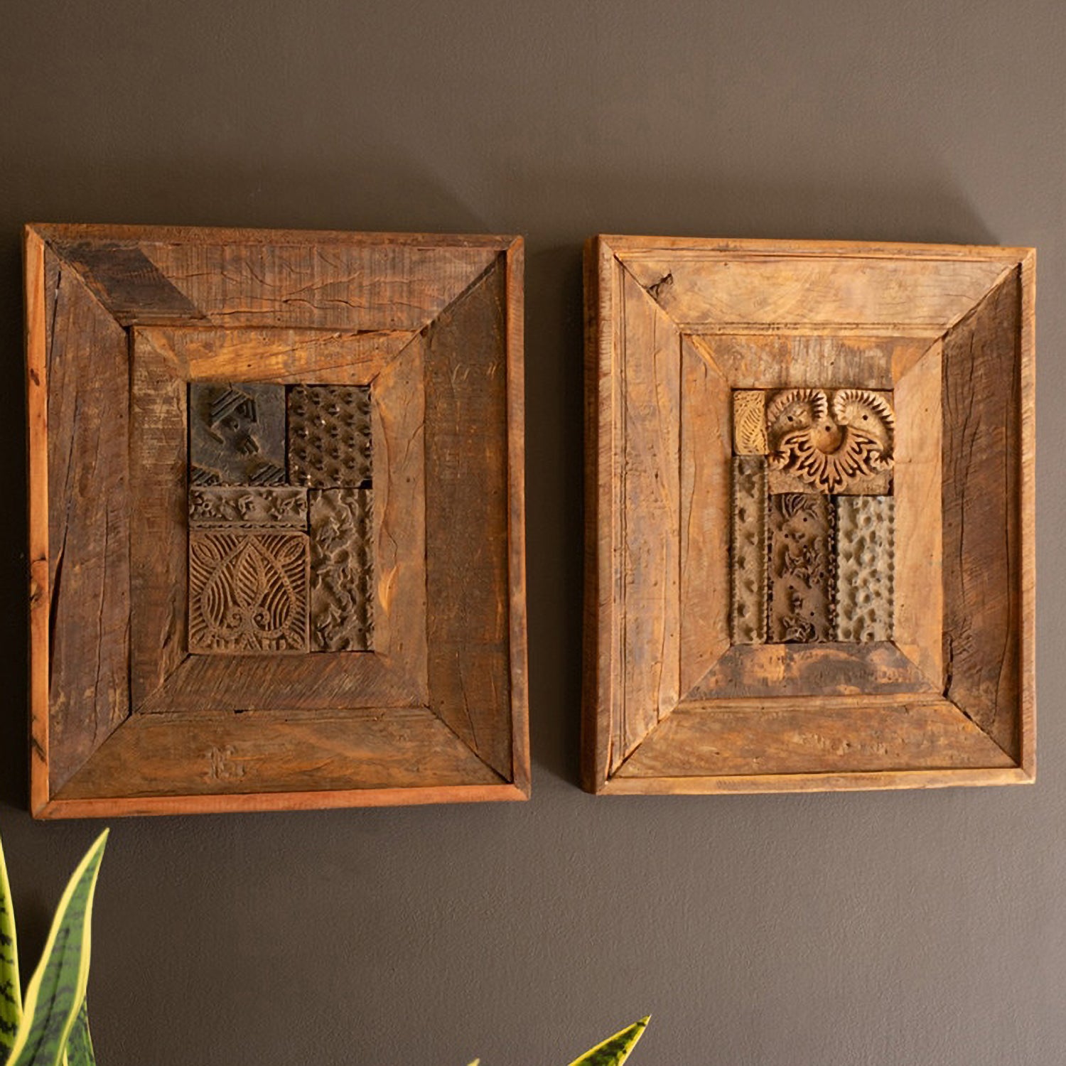 Block Stamps Framed Art Set of 2