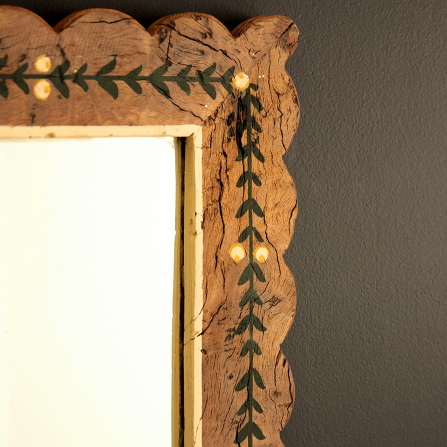 Recycled Wood Framed Mirror with Painting