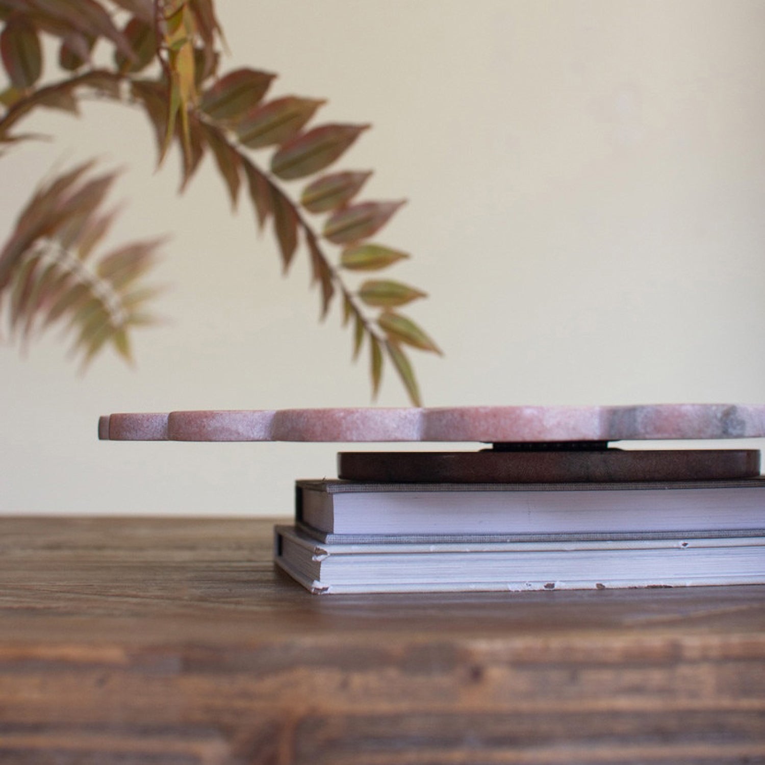 Scalloped Pink Marble Lazy Susan