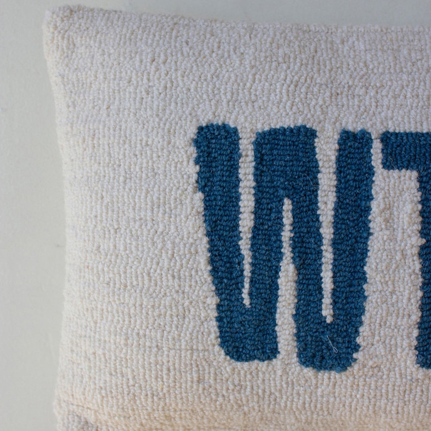 WTF Hand-Hooked Throw Pillow