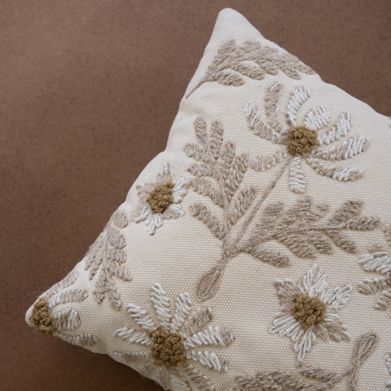 Ivory Embroidered Throw Pillow