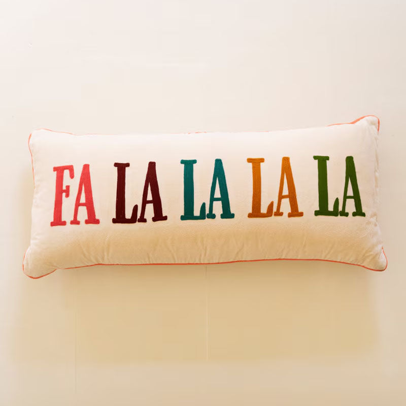 Falalalala Embroidery Throw Pillow