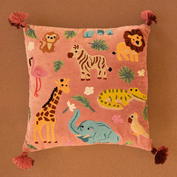 Animals Embroidered Pillow