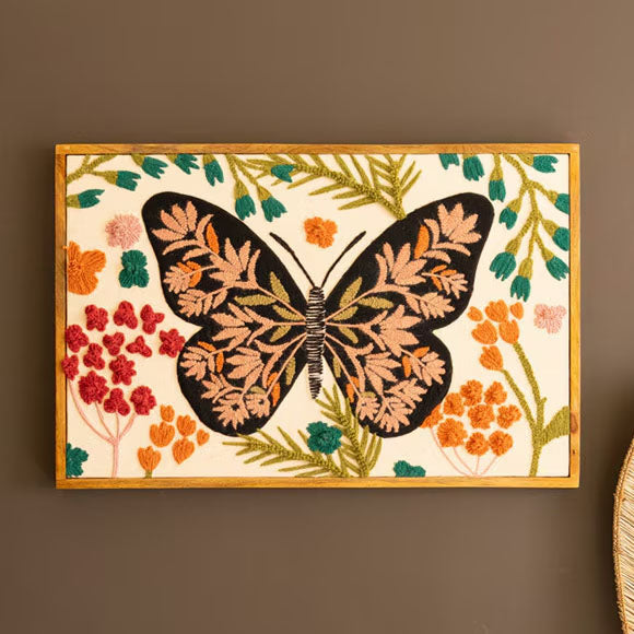 Butterfly and Flowers Framed Artwork