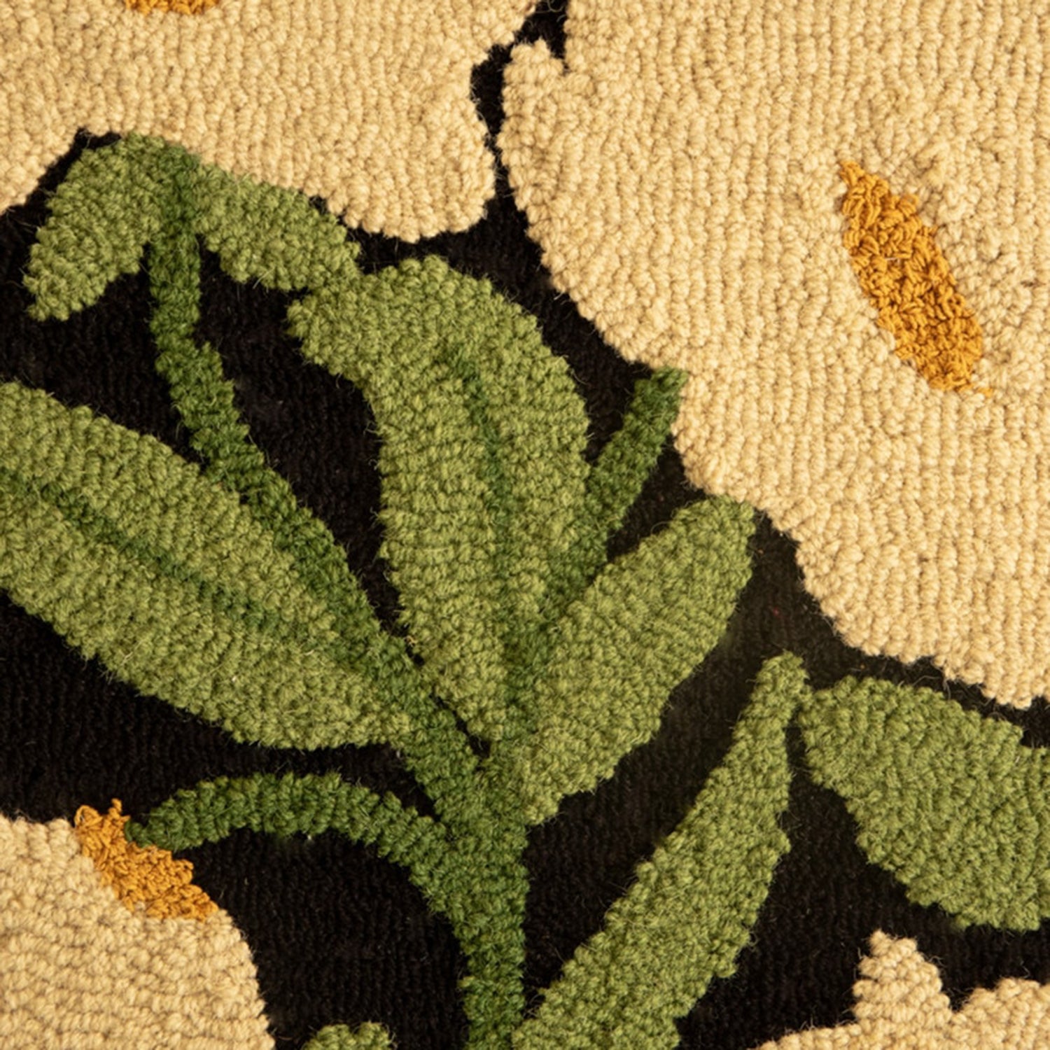 White Flowers Wood Framed Hand-Hooked Art
