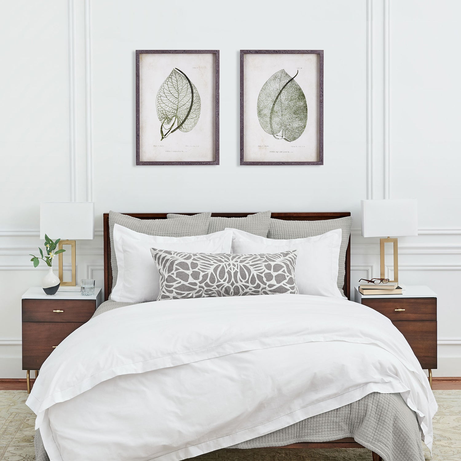 Cordate Leaf Study Framed Wall Art Set of 2