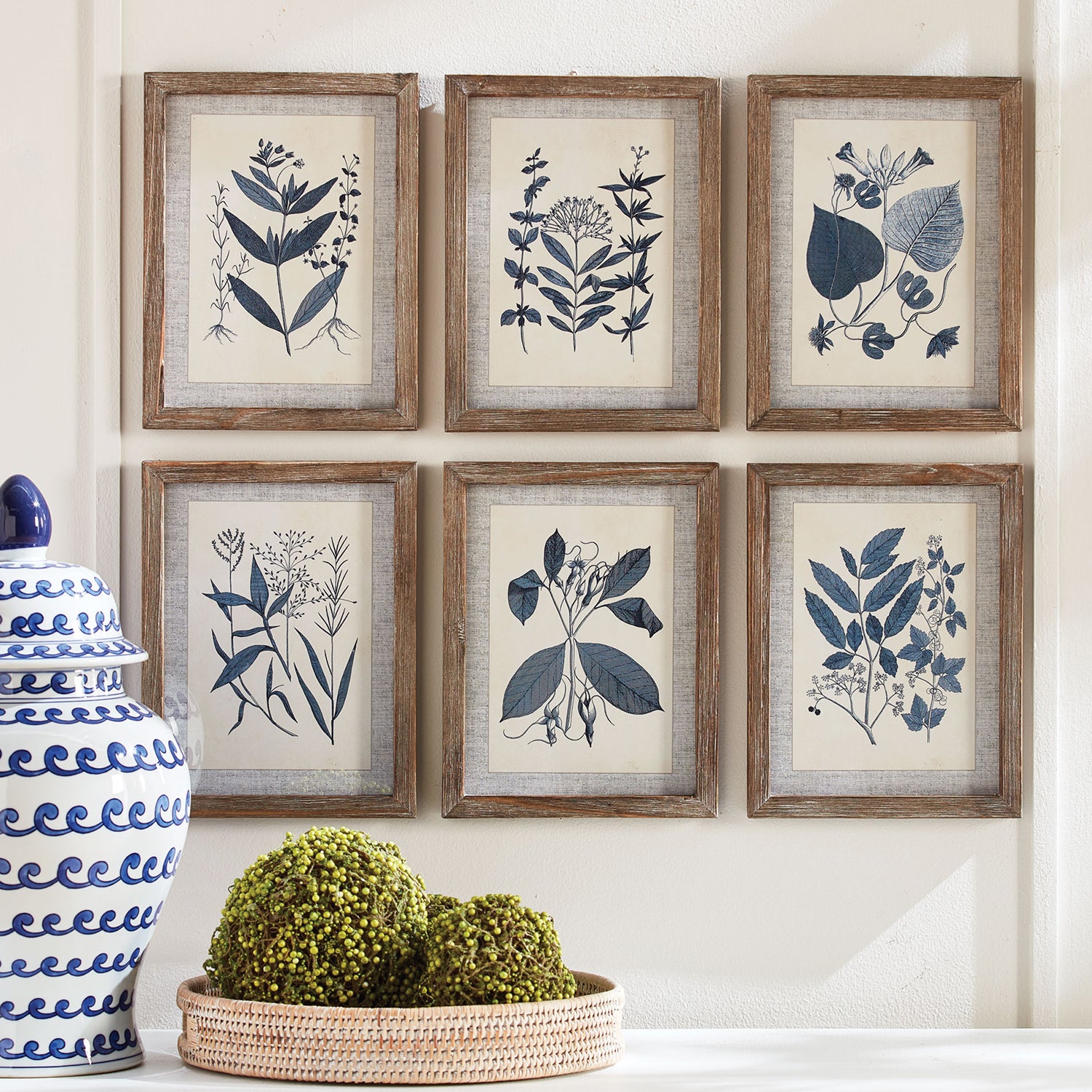 Blue Leaf Petite Print Wall Art Set of 6