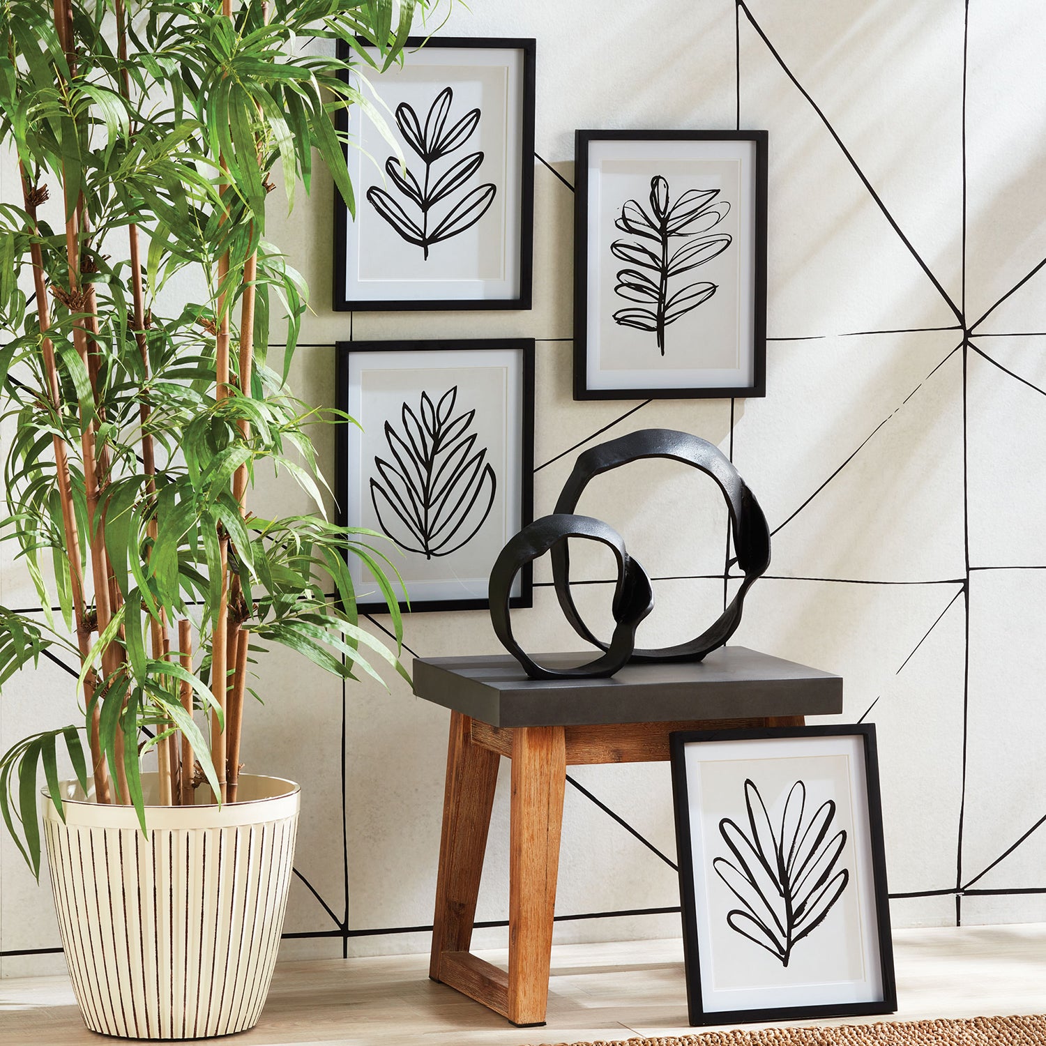 Sketched Leaf Wall Art Set of 4